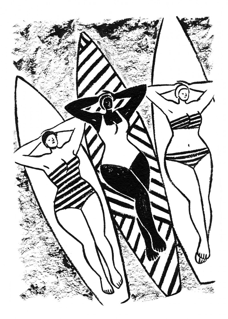 Les trois surfeuses Les trois surfeuses