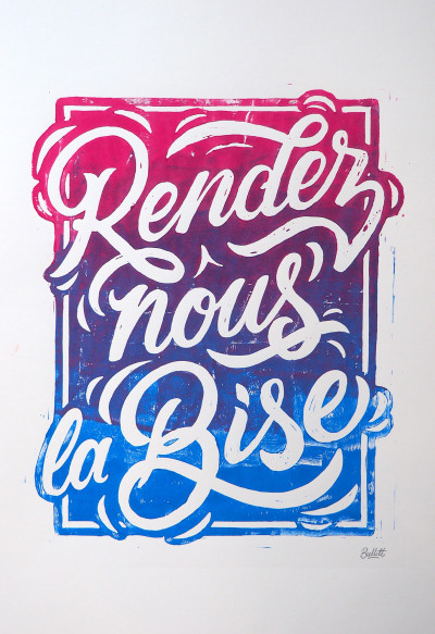 Rendez-nous la bise (dégradé rose, bleu)