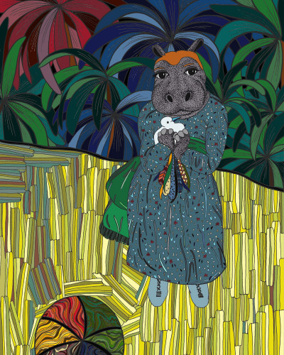 L'hippopotame à la colombe