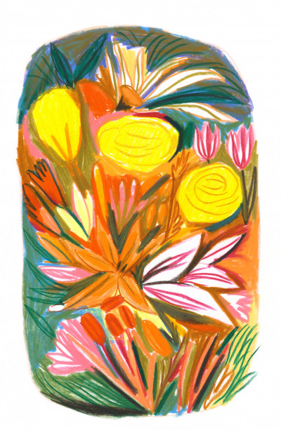 Roses et tulipes (oeuvre unique)