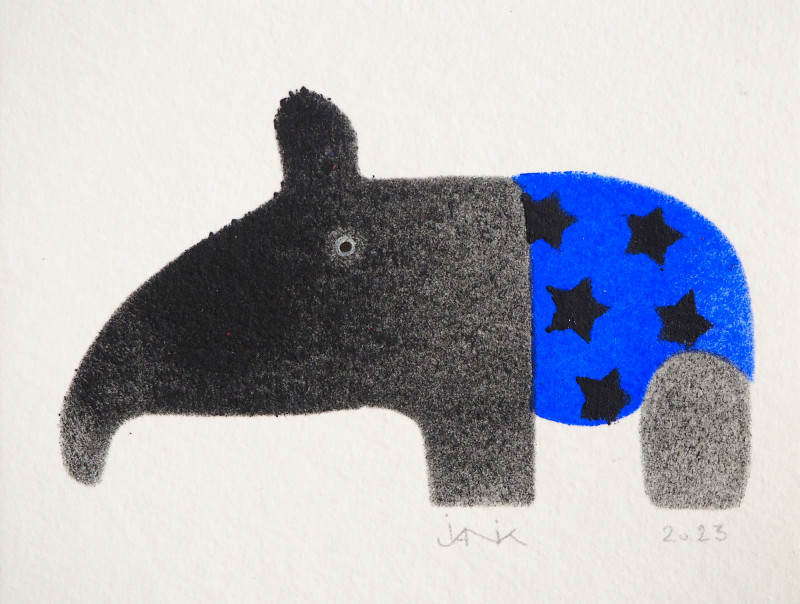 Tancrède, tapir bleu et étoiles noires (oeuvre unique)