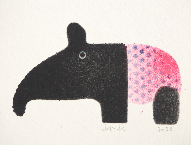 Tancrède, tapir rose et pois bleu (oeuvre unique)