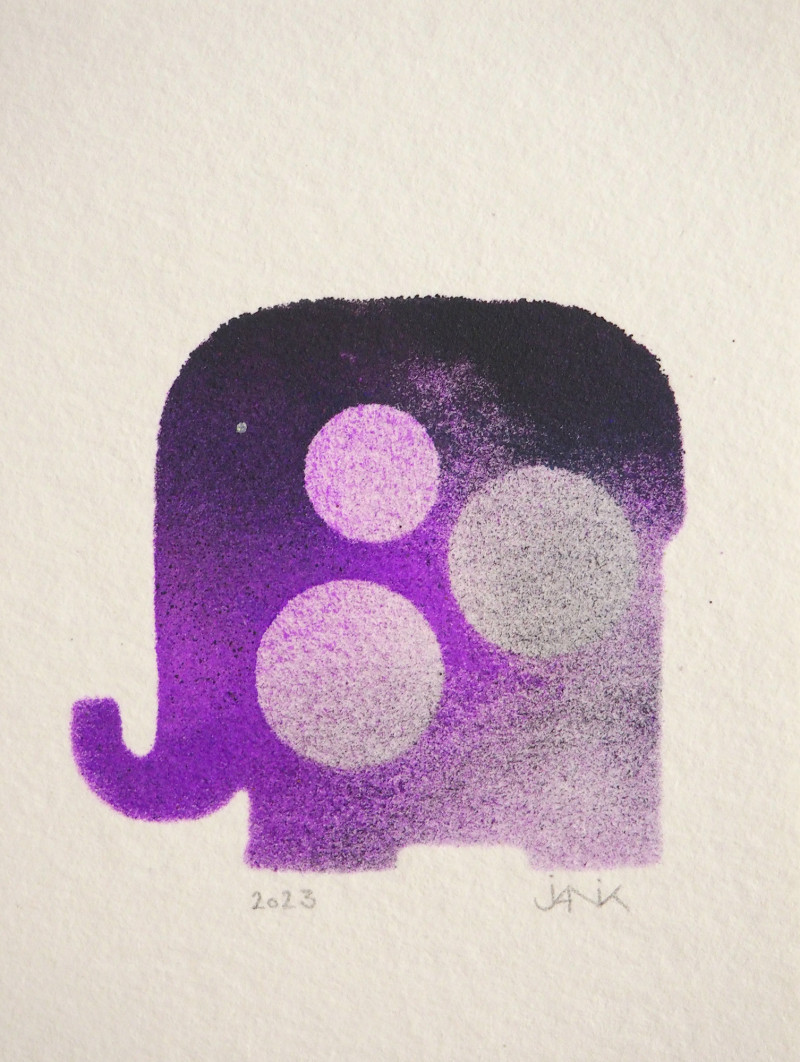 Hégésippe, éléphant violet, noir & gros pois (oeuvre unique)