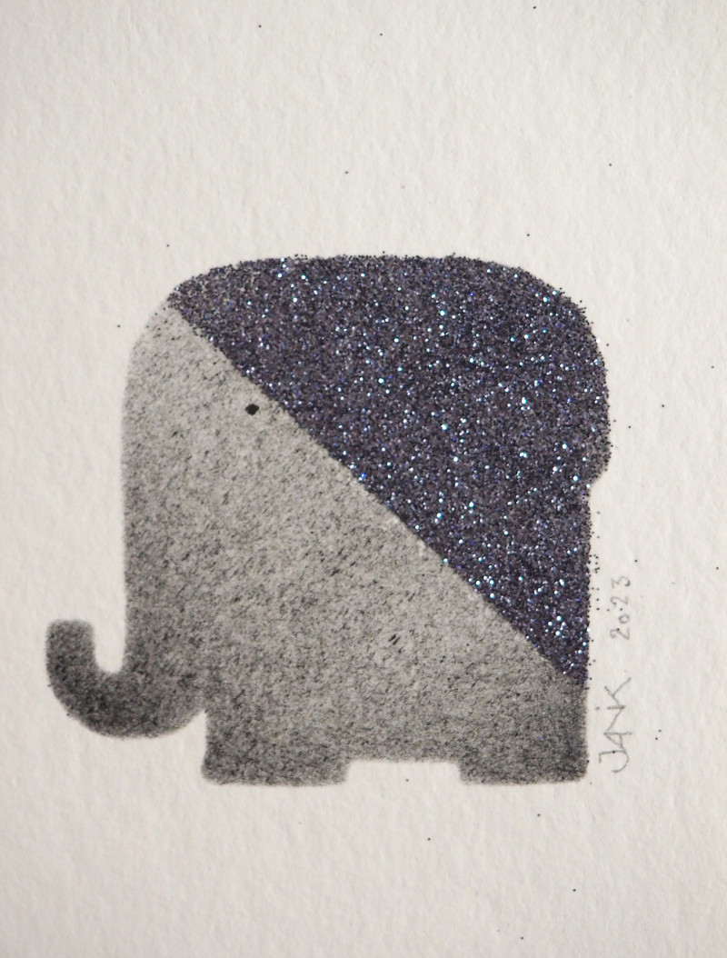 Hégésippe, éléphant gris & strass noir (oeuvre unique)
