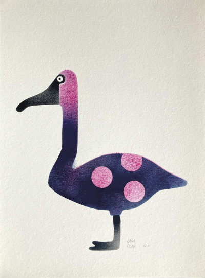 Le Cygne de Popper, violet & rose à pois (oeuvre unique)