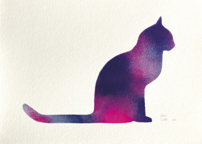 Igor, chat violet & rose foncé (oeuvre unique)