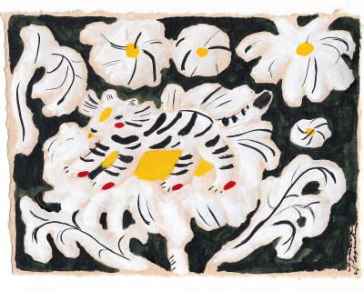Lion in a flower (oeuvre unique)