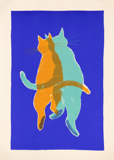 Two big cats in love