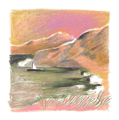 Voilier, mer, montagne