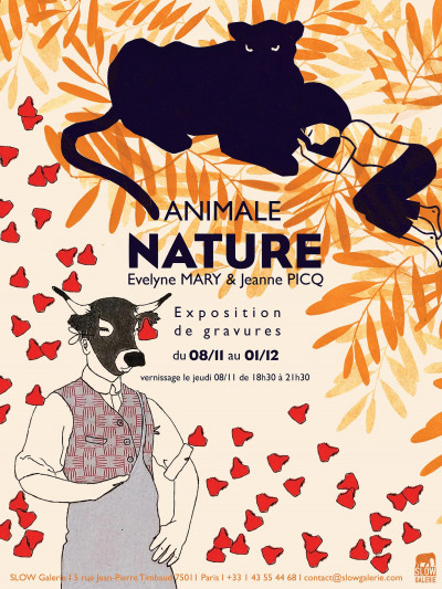 Affiche de l'exposition "Animale nature" d'Evelyne Mary et de Jeanne Picq