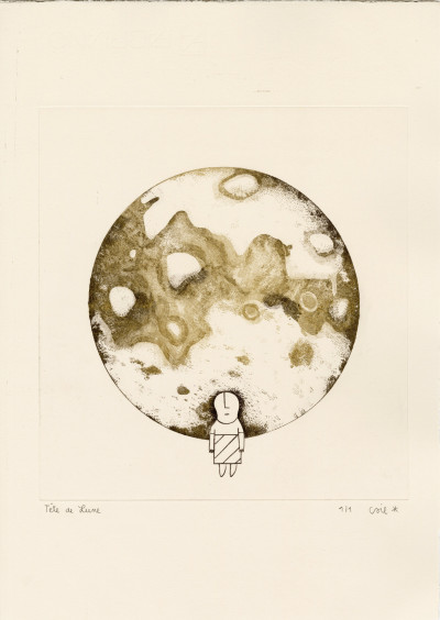 Tête de lune - noir et or 2