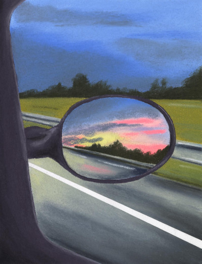 Le crépuscule dans le rétro (oeuvre unique)