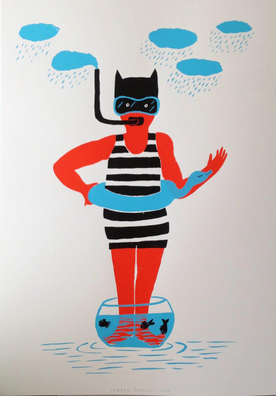 Siphonné du bocal - rouge, bleu, noir