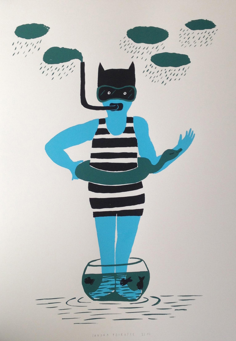 Siphonné du bocal - vert, bleu, noir 