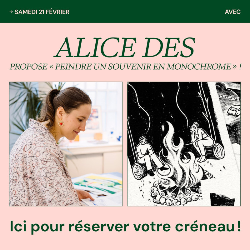 ATELIER PEINTURE "Peindre un souvenir en monochrome" avec Alice Des