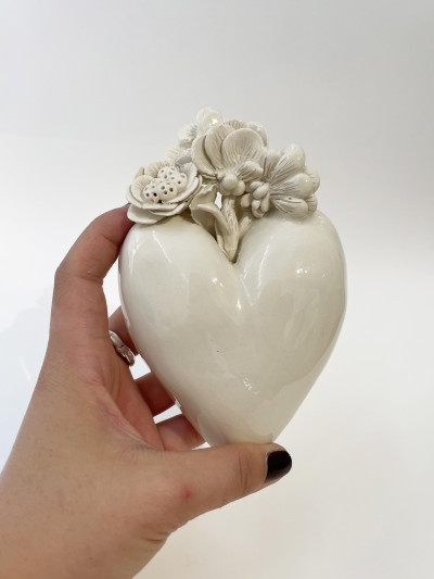 Coeur fleurs blanc